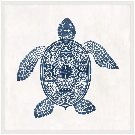 Asian Turtle Navy Blue with White II