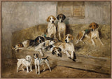 Hounds and Terriers in a Stable on Canvas