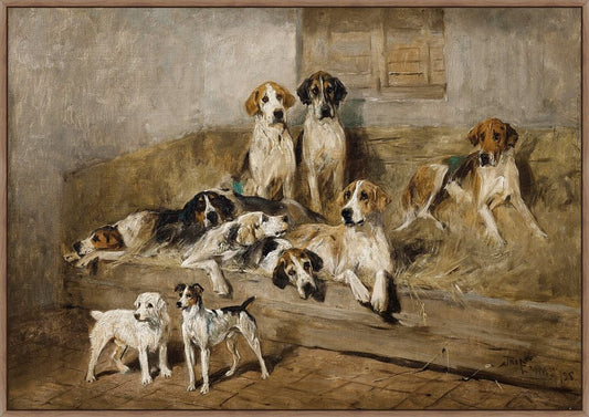 Hounds and Terriers in a Stable on Canvas