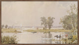 Hackensack Meadows on Canvas by Jasper Francis Cropsey 1890 on Canvas