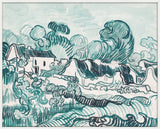 Landscape with Houses in Green on Canvas Art Vincent Van Gogh 1890