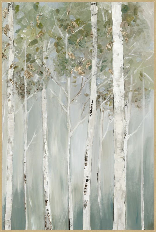Whispering Green Birch Forest II on Canvas