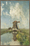 A Windmill on a Polder Waterway on Canvas