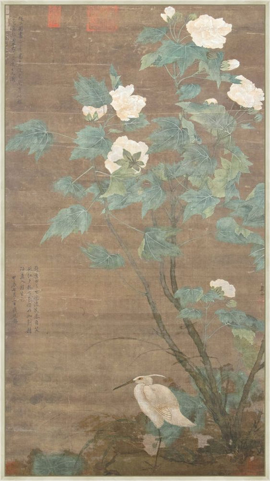 Hibiscus and Egret,1724 on Canvas