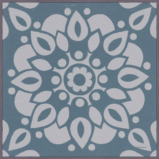 Still Water Blue Tile II on Canvas