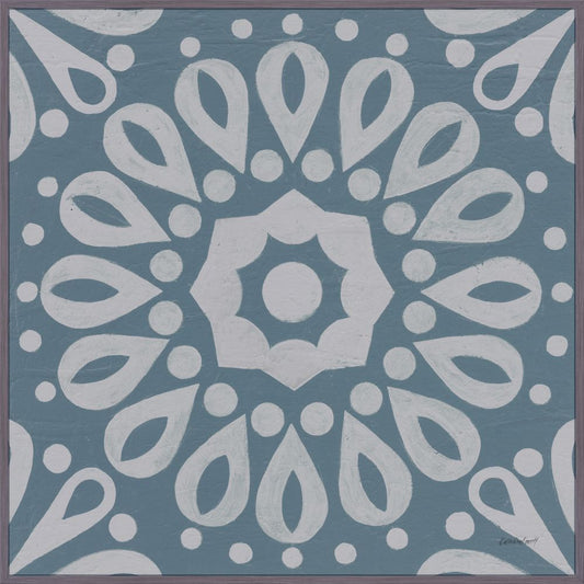 Still Water Blue Tile III on Canvas