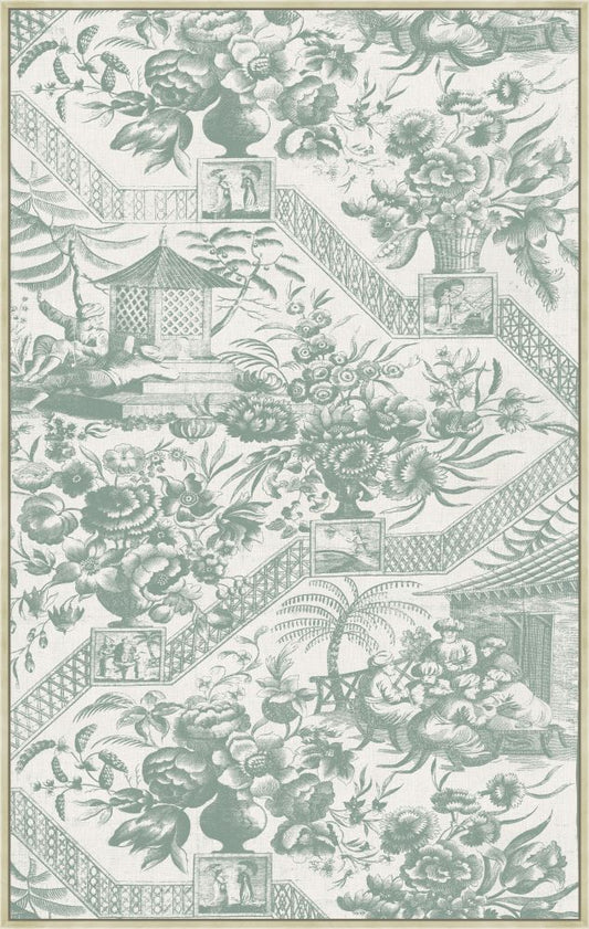 Climbing the Stairway to the Pagoda in Waterberry Green on Canvas