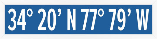 Wrightsville Beach Coordinates in Strong Blue