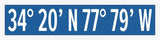 Wrightsville Beach Coordinates in Strong Blue