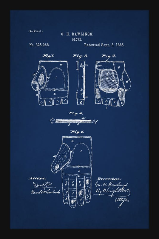 Baseball Glove Patent - Blue