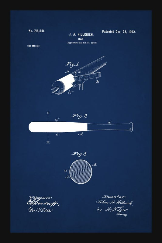 Baseball Bat Patent - Blue
