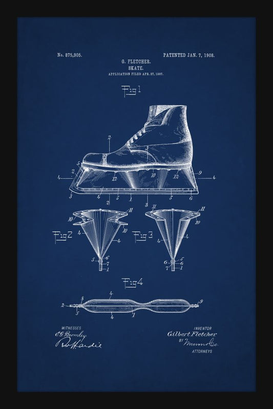 Ice Skate Patent - Blue