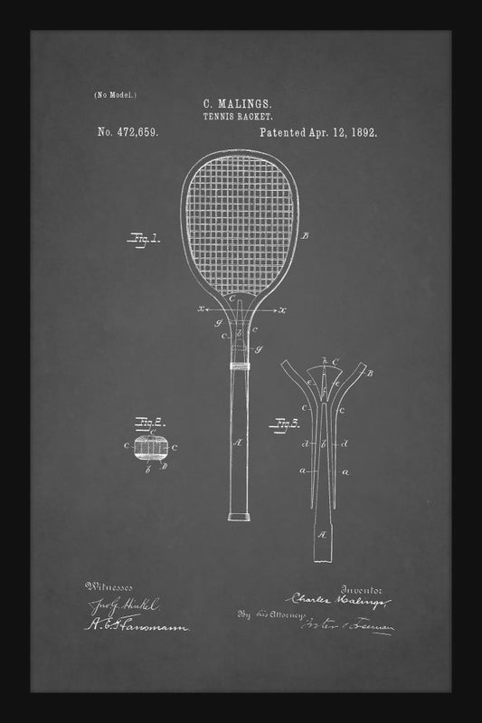 Tennis Racket Patent - Grey