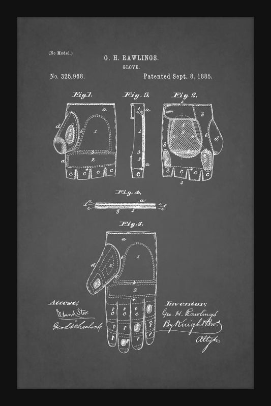 Baseball Glove Patent - Grey