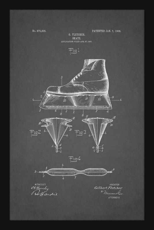 Ice Skate Patent - Grey