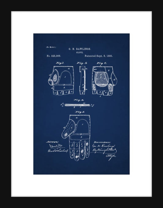 Baseball Glove Patent - Blue Small
