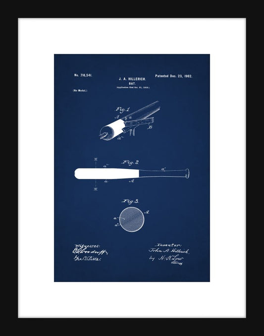Baseball Bat Patent - Blue Small
