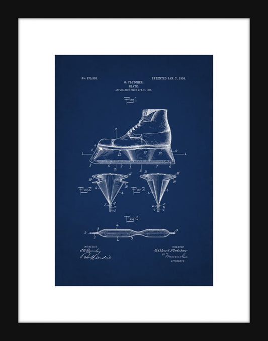 Ice Skate Patent - Blue Small