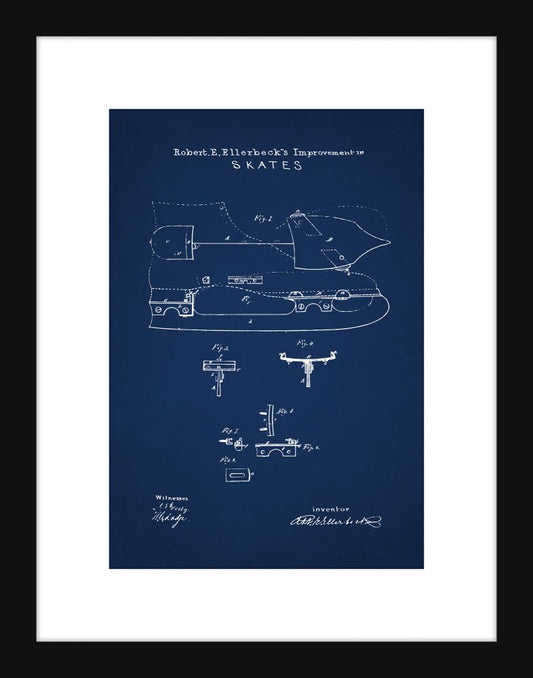 Ice Skate Patent - Blue Small