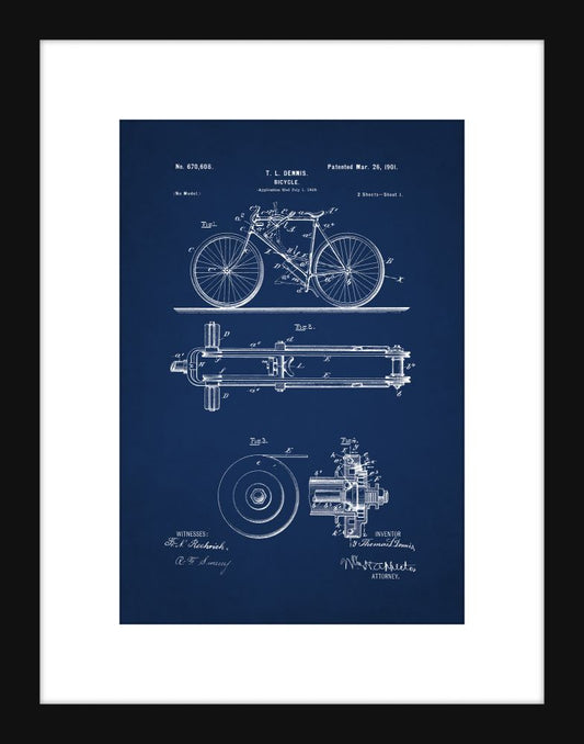 Bicycle Patent - Blue Small