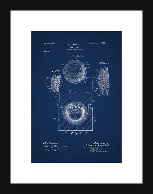 Golf Ball Patent - Blue Small