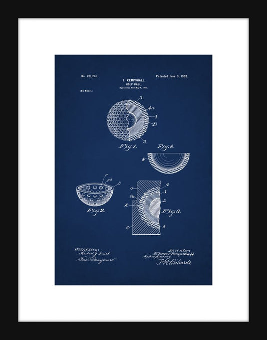 Golf Ball Patent - Blue Small