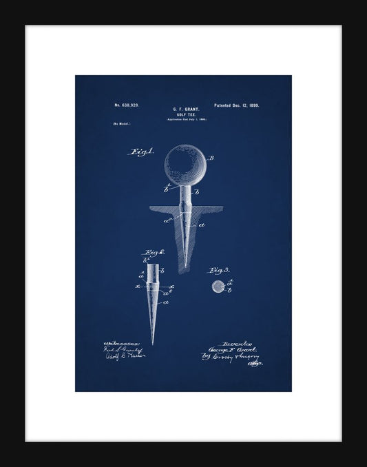 Golf Tee Patent - Blue Small