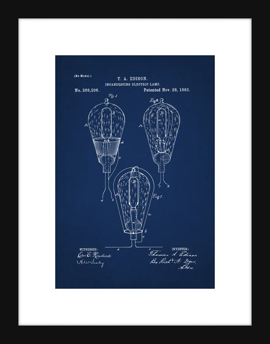 Edison Bulb Patent - Blue Small