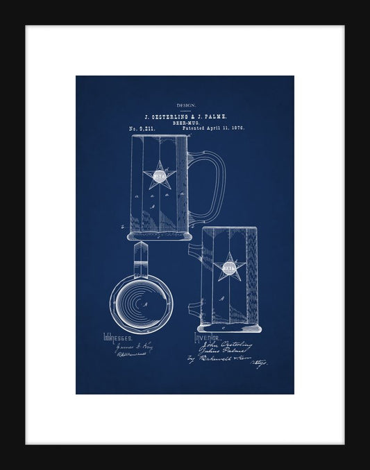 Beer Mug Patent - Blue Small