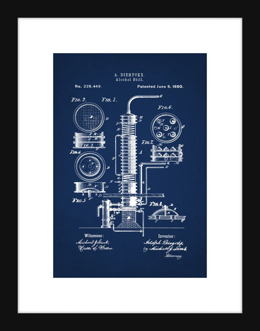 Alcohol Still Patent - Blue Small