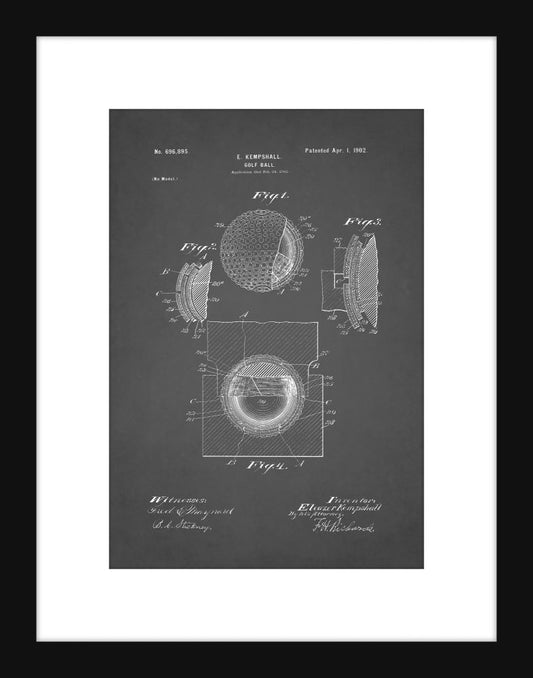 Golf Ball Patent - Grey Small