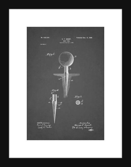 Golf Tee Patent - Grey Small