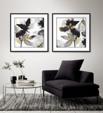 Black Petals Gold Leaves I