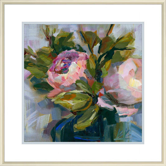 Large Pink Flower Green Leaves I