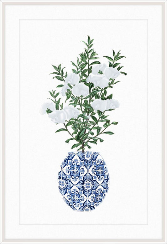 Green Foliage in a Petite Blue White Urn IV