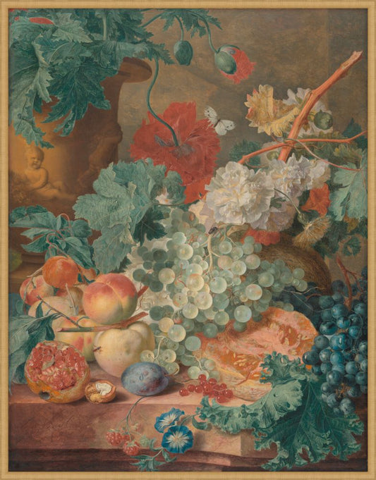 Still Life with Flowers, Pomegranite and Plums, Jan van Huysum, c. 1728