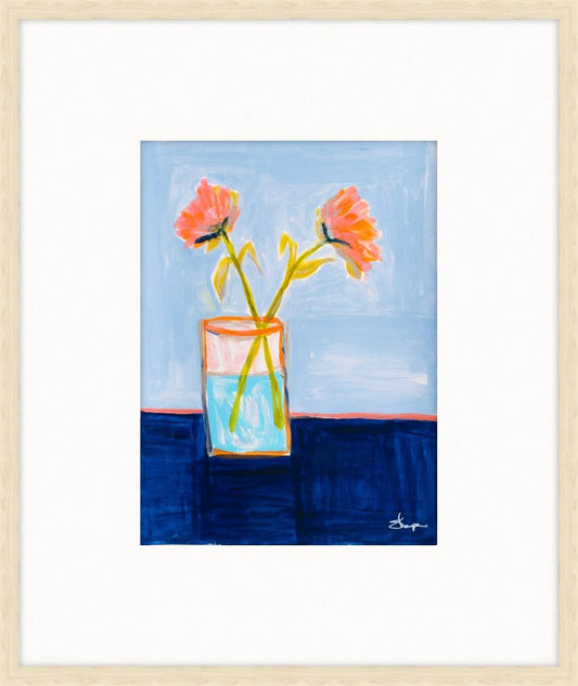 Bouquet of Flowers on a Blue Table