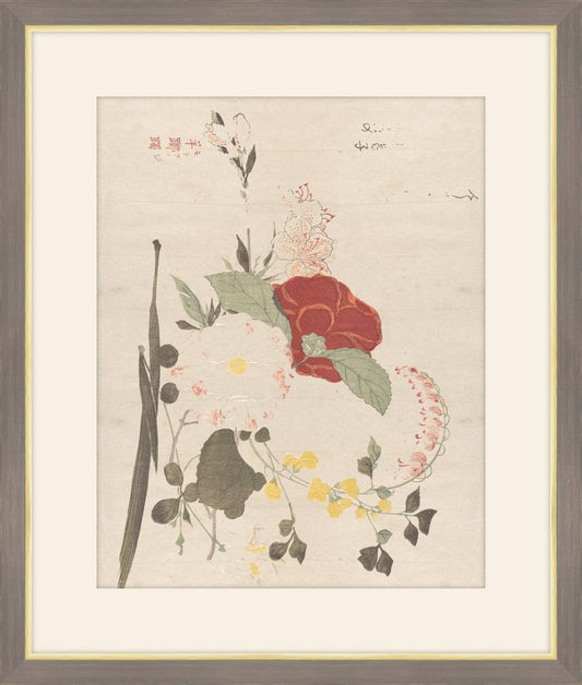 Cut Flowers: Clematis, Bush Clover, Iris, Camellia, and Azalea