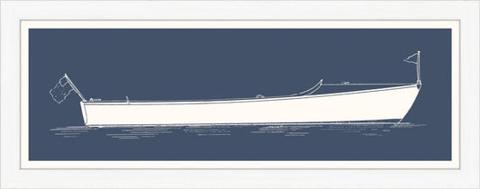 Blue Long Boat in White