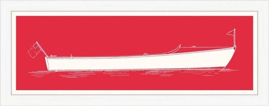 Red Long Boat in White