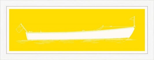 Yellow Long Boat in White