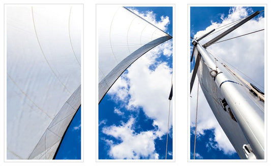 Steel Blue and Sky Mast Triptych