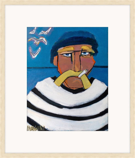 Sailor with blue and white Shirt