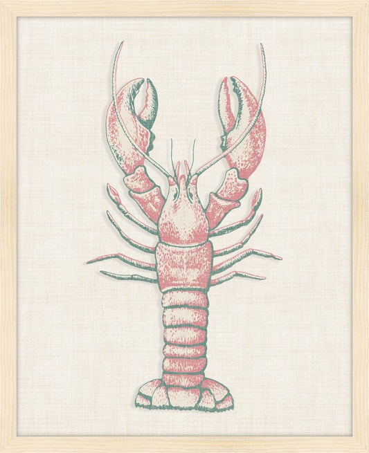 Lobster in Pink on White Linen