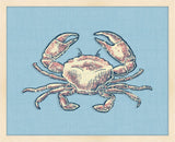 Crab on Blue Linen