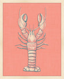 Lobster on Coral  Linen
