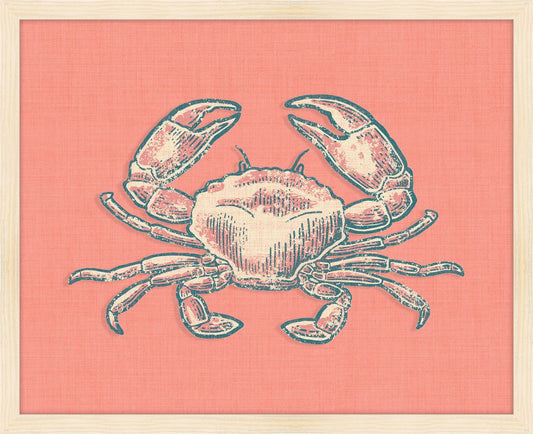 Crab on Coral Linen