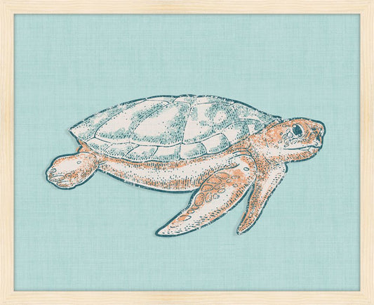 Turtle on Seafoam Linen