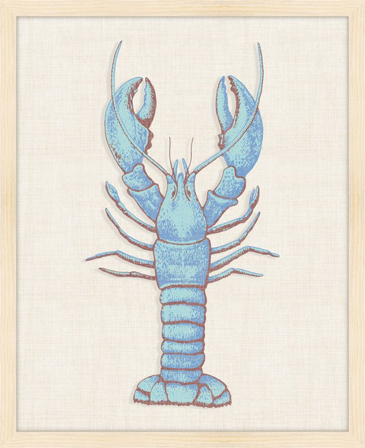 Blue & Brown Lobster on White Linen