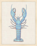 Blue & Brown Lobster on White Linen